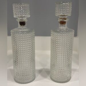Diamond Cut Matching Set Whiskey Decanters Vase, Vintage Prohibition 1970s RARE